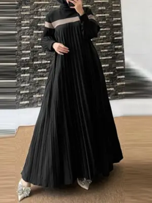 Image de Robe Abaya Longue à Manches Lanterne - Mode Musulmane Élégante