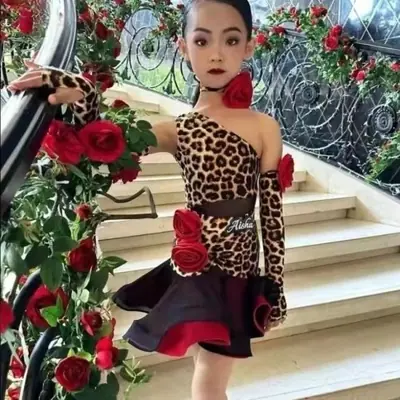 Image de Robe de Danse Latine Asymétrique Léopard