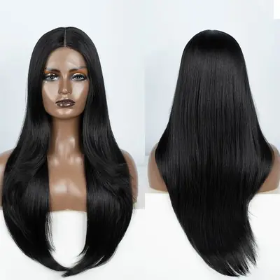 Image de Perruque Lace Front Synthétique Ombre Chocolat