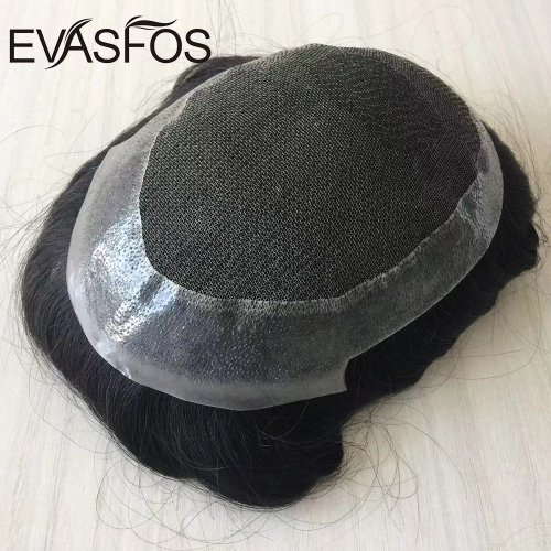 Immagine di Traspirante Australia Toupee Men Swiss Lace e PU Base parrucca per uomo European Hair Replacement System Unit For Men Hair protesi