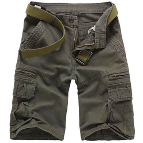 Immagine di Pantaloncini casual estivi Pantaloncini cargo in cotone da uomo Pantaloncini multitasche al ginocchio da uomo Pantaloncini streetwear moda per uomo senza cintura