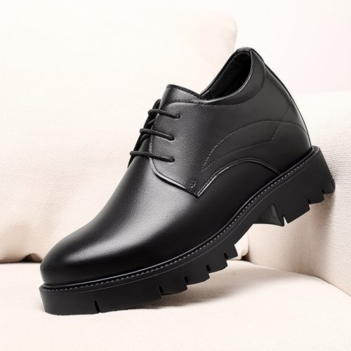 Immagine di Scarpe da Uomo in Pelle Bovina con Altezza Crescente di 10 cm, Modello Formale con Suola Spessa per Ufficio e Affari, Stile Moderno e Casual