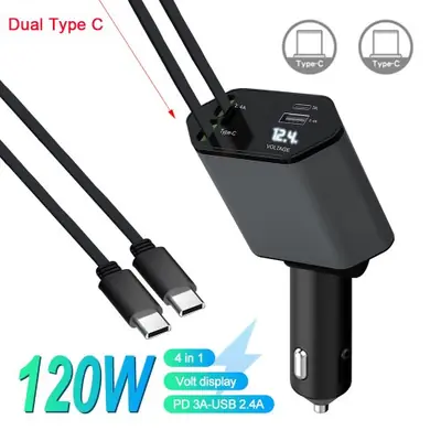 Image de Chargeur Voiture 4-en-1 120W Ultra-Rapide