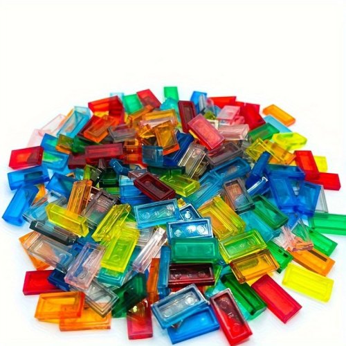 Imagen de 100 Unidades de Paneles de Luz Plana Transparente 1x2 para Bloques de Construcción de Plástico ABS Durable, Compatible con Juguetes Artísticos de 3069 Píxeles