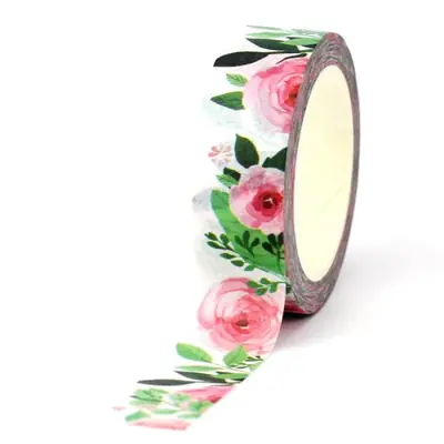 Image de Ruban Washi Floral Décoratif - Idéal pour Scrapbooking & Bricolage