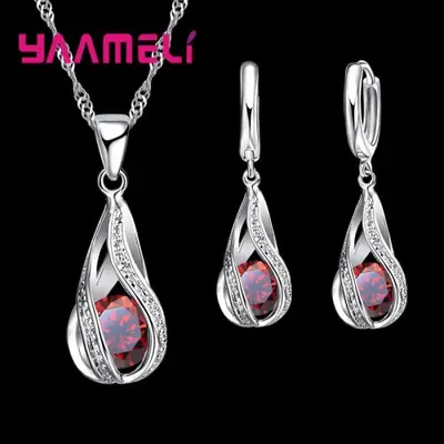 Ensemble de Bijoux Argent Sterling Goutte d'Eau Chaude