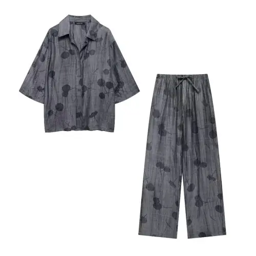 Image de Ensemble Femme Chic Imprimé 2024 - Chemise + Pantalon