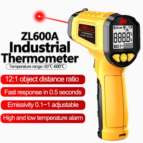 Imagen de Termómetro Infrarrojo Digital con Láser - Pistola Pirómetro sin Contacto para Medición de Temperatura Precisa de 50 a 600°C