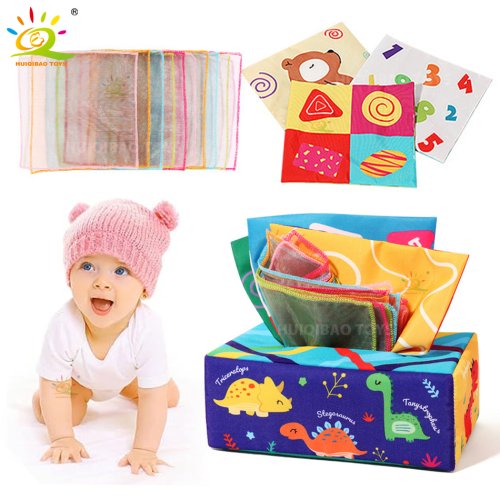 Image of Montessori-Inspired Soft Tissue Box Toy for Babies and Toddlers – Sensory Development, Finger Exercise & Educational Play