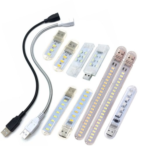 Imagen de Mini luz LED de noche portátil, lámpara de mesa de lectura con USB, poste de extensión flexible, luces para libros, DC 5V, 3LED, 10LED, 24LED