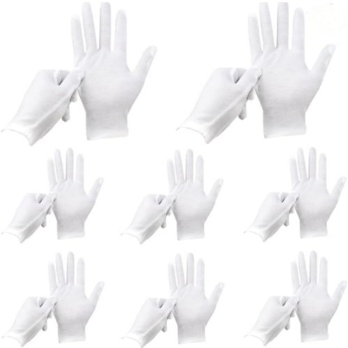 Imagen de Guantes de Algodón Blanco para Hombres y Mujeres – 6 o 12 Pares, Antideslizantes, con Dedos Completos, Ideales para Camareros, Conductores, Joyería y Trabajos Manuales