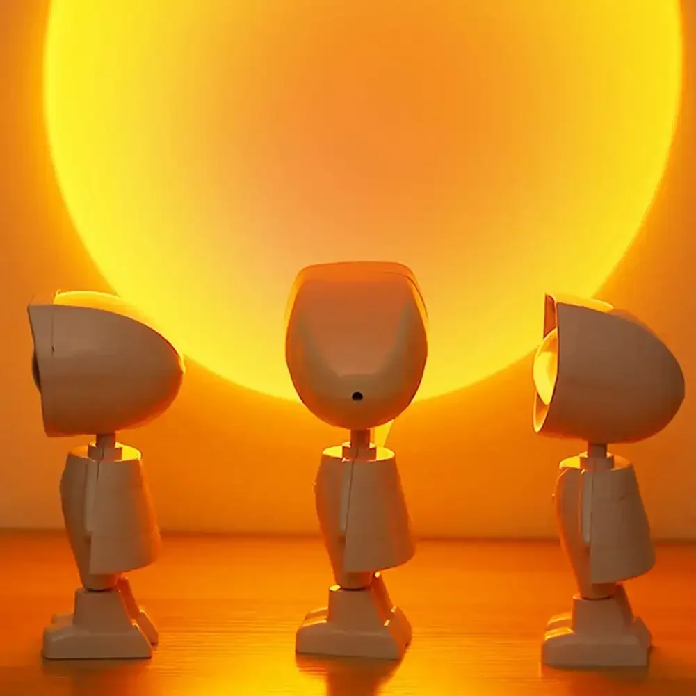 Wiederaufladbare Astronaut Roboter Regenbogen Projektion Sonne Lampe Tisch Nachtlicht Sonnenuntergang Lampe Unendliche Dimmung Schlafzimmer Atmosphäre Licht