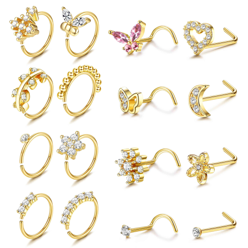 Imagen de Anillos para la Nariz para Mujer en Acero Quirúrgico 20G con Diseño de Tachuela y Forma de L – Joyería para Piercing de Nariz de Alta Calidad