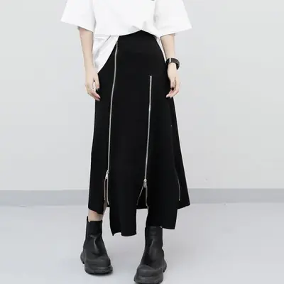 Image de Jupe Punk Harajuku Taille Haute Noire