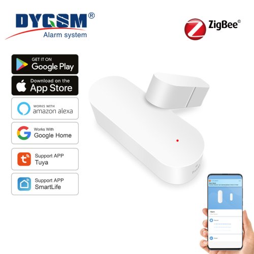 Immagine di Sensore per porte e finestre Tuya Smart Zigbee, la prima linea di difesa per la tua casa intelligente, compatibile con Alexa e Google Home.