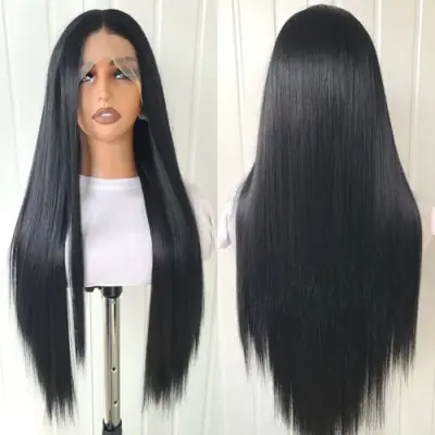 Image de Perruque Synthétique Droite avec Dentelle - Cheveux Naturels & Qualité Premium
