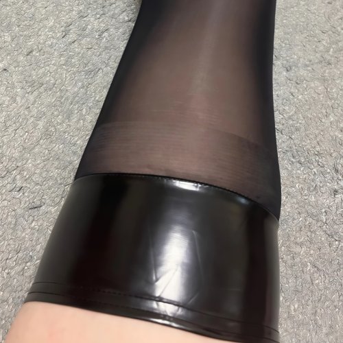 Afbeelding van Sexy Glanzende Hoge Kousen met Kunstleer Top