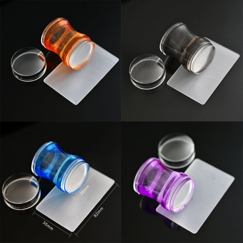 Imagen de Kit de estampado de uñas transparente de silicona, francés para placa de manicura, plantilla de esmalte, raspador de sello