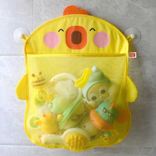 Bild von QWZ Neue Cartoon Ente Baby Badezimmer Mesh Tasche Sucker Design Für Bad Spielzeug Kinder Tier Formen Tuch Sand Spielzeug Lagerung Net Tasche