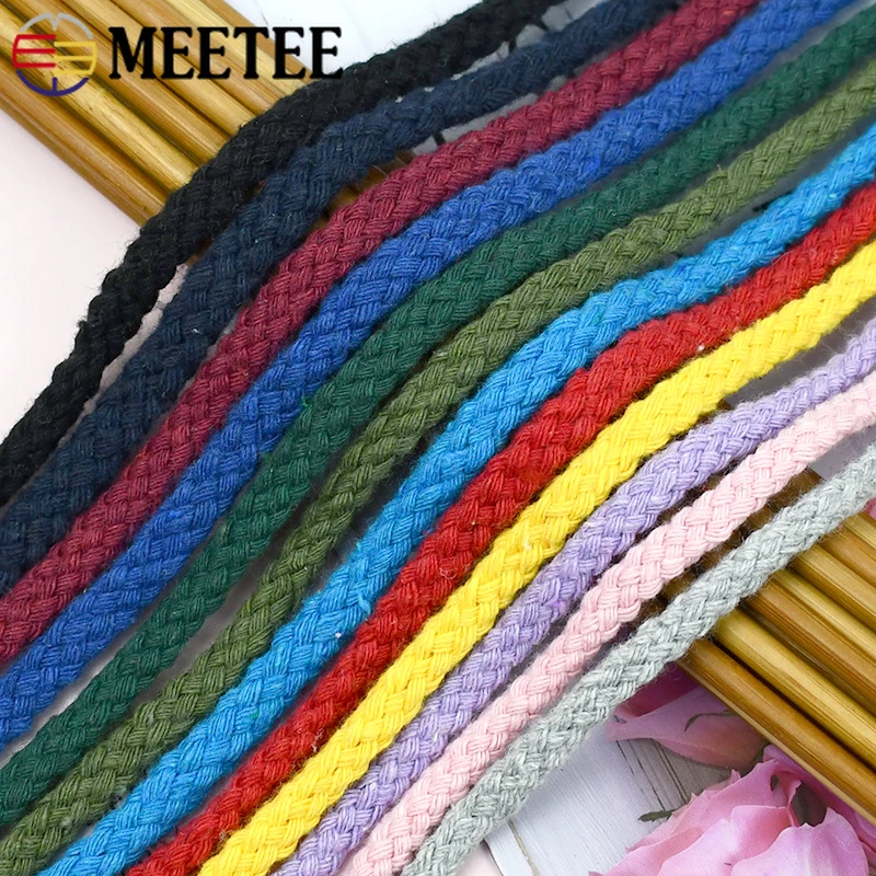 Afbeelding van 10 meter 5,7 mm natuurlijk katoenen geweven koord voor naaien, ambachtelijke tasriemen en textieldecoratie