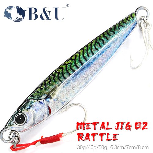 Image of Premium Metal Rattle Jig Sea Fishing Lure – 40g, 60g, 80g Long Casting Spinning Bait with Built-in Hook and Spoon for Saltwater Fishing