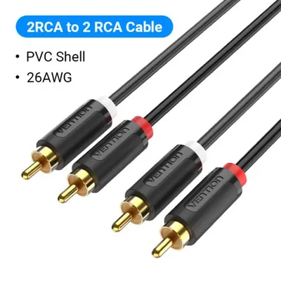 Image de Câble Audio RCA Mâle/Mâle Plaqué Or - 1m & 2m