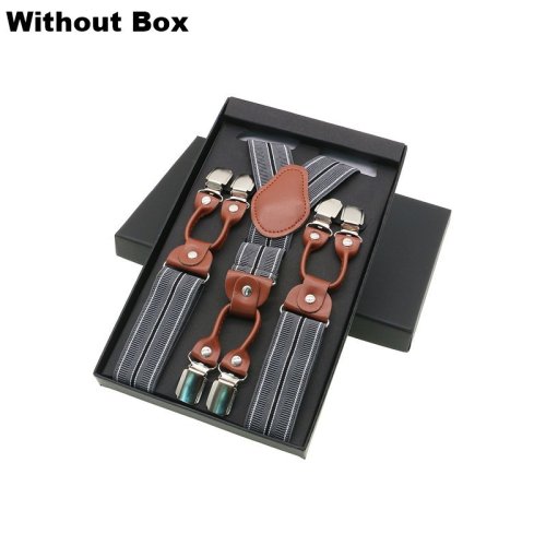 Immagine di Bretelle in Pelle Marrone con 6 Clip - Stile Elegante e Casual