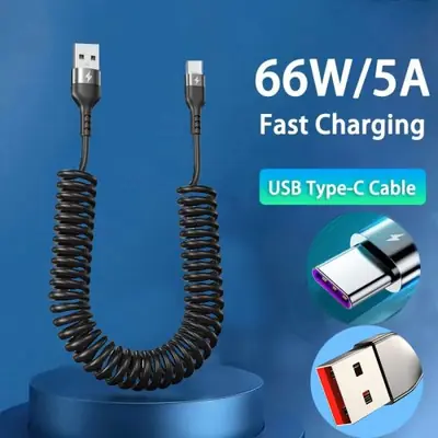 Image de Câble USB-C Télescopique 66W - Charge Rapide pour Voiture