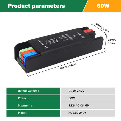 Imagen de Transformadores de iluminación ultrafinos, 110V, 220V a 12V, 24V, 60W, 100W, 200W, 300W, 400W, para ...