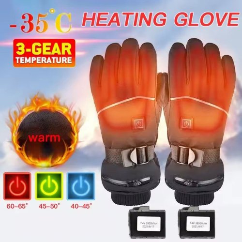 Image of NEW Motorcycle Heated Glove Waterproof Rechargeable Heating Thermal Gloves Heated Motorcycle Gloves Winter Warm Motorcycle Glove
