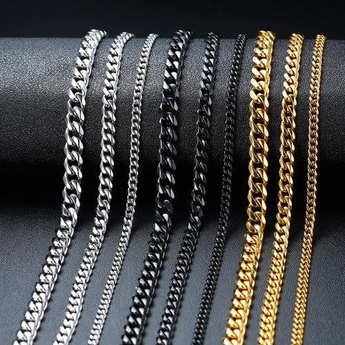 Vintage Gold Cuban Chain Necklace for Men and Women – Stainless Steel Curb Link Choker with Punk Edge