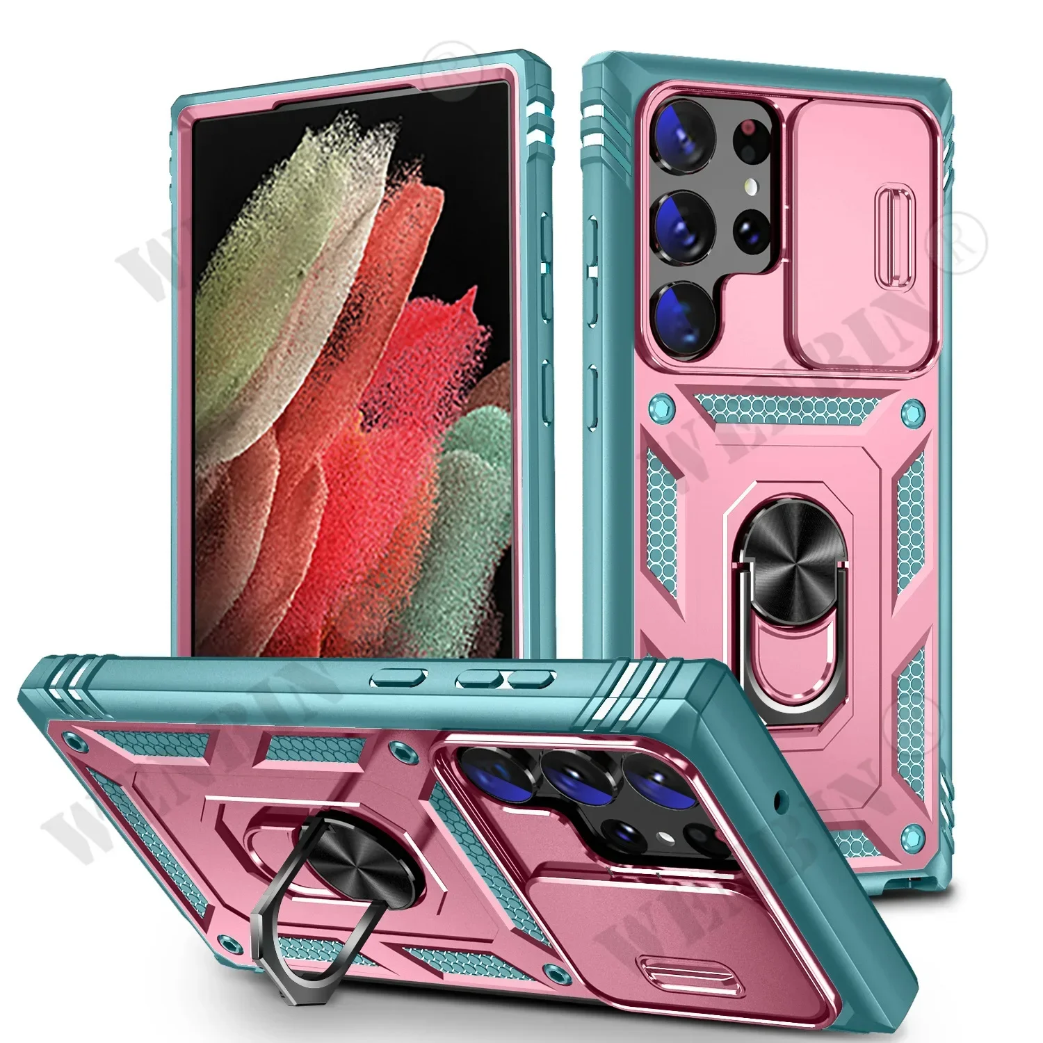 Afbeelding van Robuuste Telefoonhoes met 360° Draaibare Camera & Kickstand