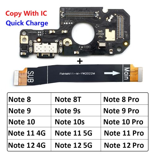 Afbeelding van Originele USB-Oplaadpoort Dock Charger Connector Board met Flexkabel voor Xiaomi Redmi Note 7, 8, 8T, 9, 9S, 10, 10S, 11, 12 Pro Plus (4G & 5G) - Hoge Kwaliteit Vervangingsonderdeel