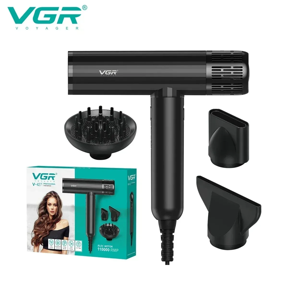 Imagen de Secador Profesional VGR con Motor Sin Escobillas y Ion Negativo