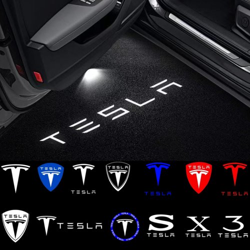 Zdjęcie 2 SZT. LED-owe Lampki Powitalne do Drzwi Samochodowych, Akcesoria z Logo dla Tesla SpaceX Model 3 Highland 2023 Model X Model Y Model S Model Y-Eur