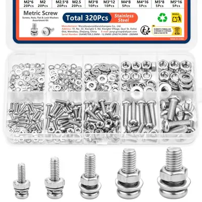 Image de Kit 320 vis inox M2-M5 anti-rouille pour bricolage