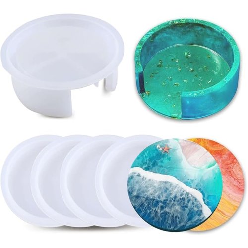 Afbeelding van DIY Kristal Epoxyhars Mal Vierkante Coaster met Opbergdoos – Siliconen Spiegelmal voor Harsprojecten
