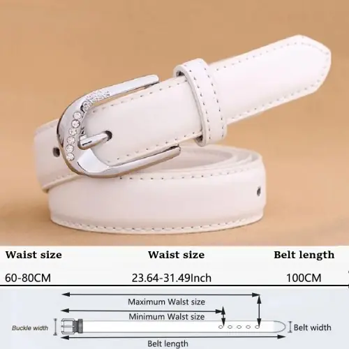 Image de ceinture de pantalon en cuir pu pour femmes tendance blanche mode haute qualité solide vintage boucle ardillon sangle pour dames dt067