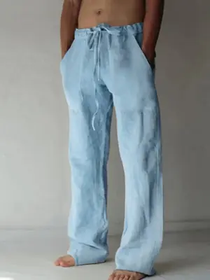 Pantalon Homme Coton Lin Été Décontracté