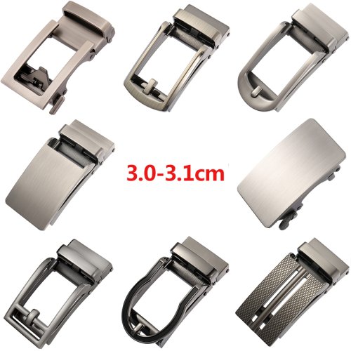 Imagen de Hebilla de Cinturón Automática de Aleación de Zinc para Hombre, Diseño Moderno en Plata, Compatible con Cinturones de Cuero Genuino de 30mm y 31mm, Ideal como Regalo Elegante