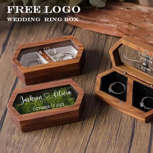 Immagine di Scatola per Anelli in Legno di Noce Personalizzata