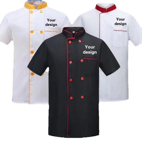 Image of Custom Personalized Men's Chef Jacket – Lightweight Kitchen Uniform with Custom Logo Print for Restaurants, Hotels & Fast Food Services