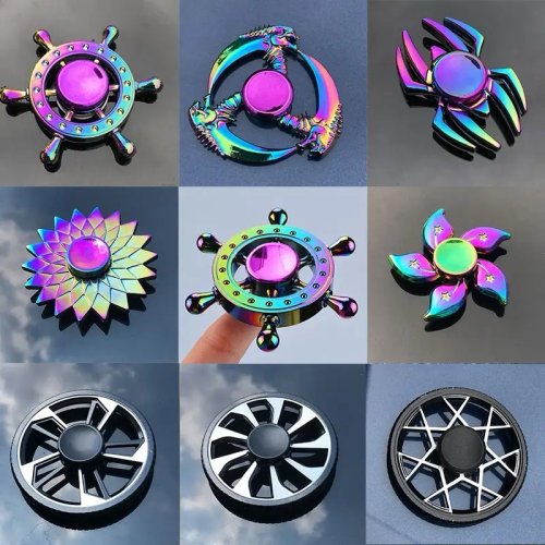 Imagen de Spinner de Dedo de Metal Arcoíris - Juguete Antiestrés Colorido para Niños y Adultos, Regalo EDC para Aliviar el Estrés y la Ansiedad