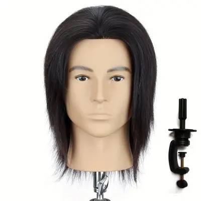 Image de Tête de Mannequin Cheveux Humains 8" - Formation Coiffure