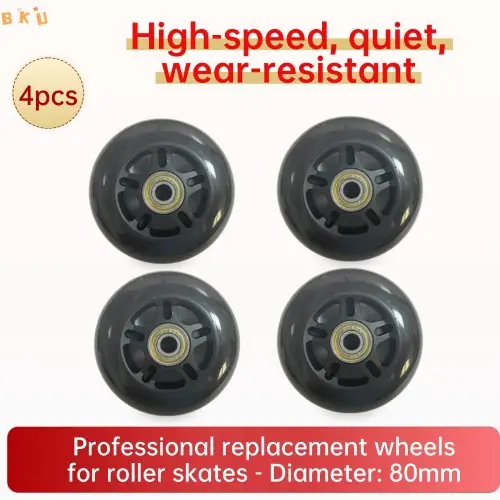Image de Roues de Remplacement 80mm - Kit 4 Pièces pour Skate, Scooter & Poussette