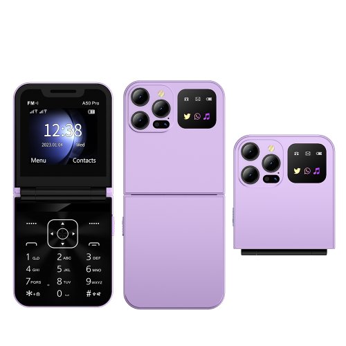 Imagen de SERVO A50 PRO teléfono móvil plegable Dual SIM llamada en espera grabación velocidad Dial lista negr...