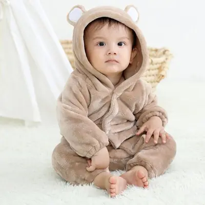 Image de Pyjama Animal Dessin Animé pour Bébé - Combinaison à Capuche Hiver