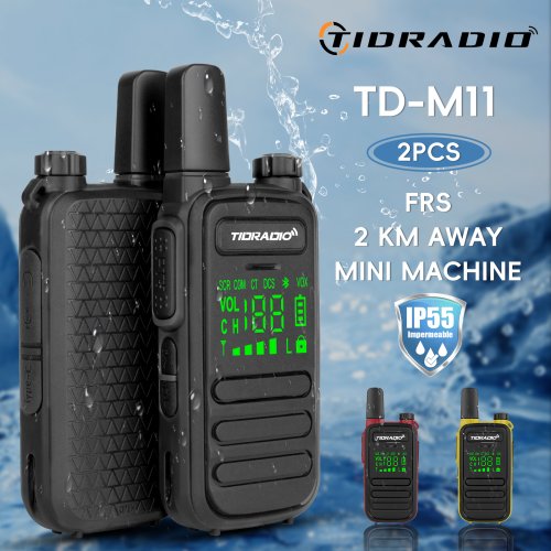 Immagine di Walkie Talkie Professionale Tidradio M11 Mini PMR FRS - Set da 2 Radiocomandi a Lungo Raggio, Colore Assortito, Comunicazione Bidirezionale per Esterni e Avventure