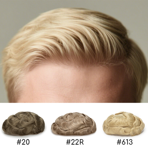 Image of Natural Human Hair Men's Toupee with Ultra-Thin 0.06mm Skin Base and Realistic Hairline - Full Capillary Prosthesis Wig System