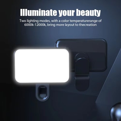 Immagine di Mini luce di riempimento per selfie, ricaricabile, con luminosità regolabile, clip su 3 modalità di luce a LED per telefono cellulare, PC, laptop, clip di riempimento